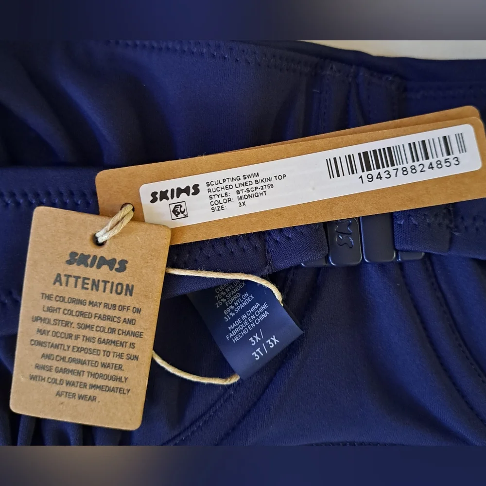 ❤️NWT SKIMS 2 Pc Ruched Underwire Swim Top Sculpting foldover Bikini MIDNIGHT 3X